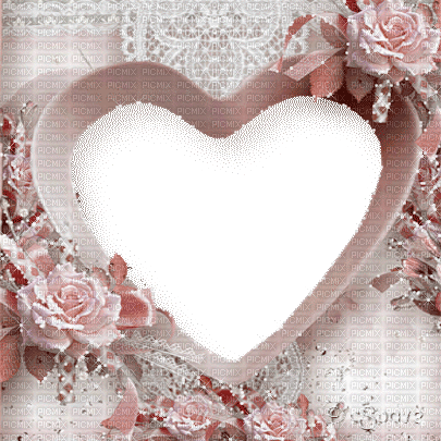 soave frame heart animated vintage flowers rose - Free animated GIF