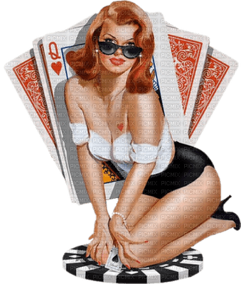 woman playing cards bp - gratis png