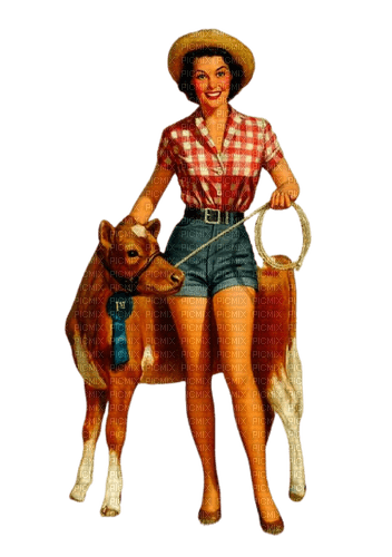 kikkapink vintage woman cow - darmowe png