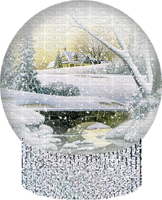 Winter, Schneekugel, Vintage - Gratis animeret GIF