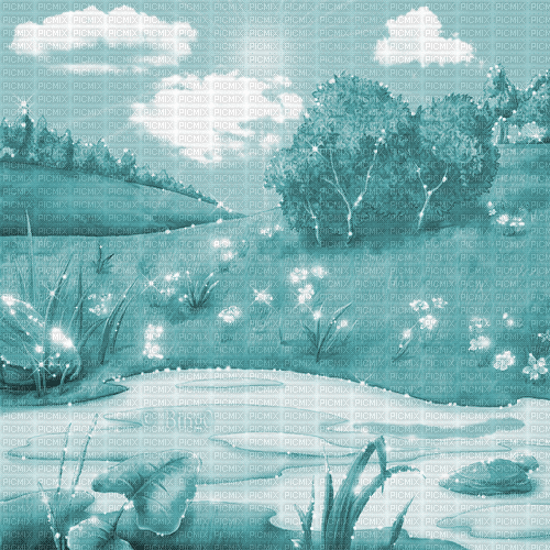 Y.A.M._Cartoons Landscape background blue - Gratis geanimeerde GIF