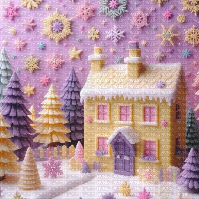 Winter House in Pastel Colours - png gratuito