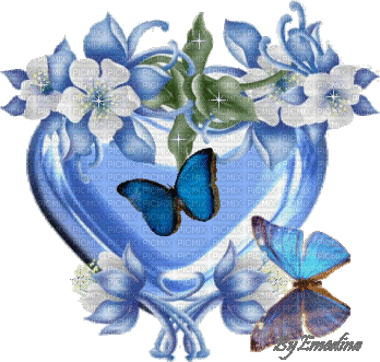 MMarcia gif coração azul  coeur  bleu blue heart - Zdarma animovaný GIF