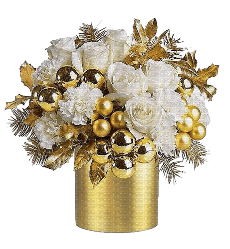 New Year.Deco.Gold.Flowers.Fleurs.Victoriabea - PNG gratuit