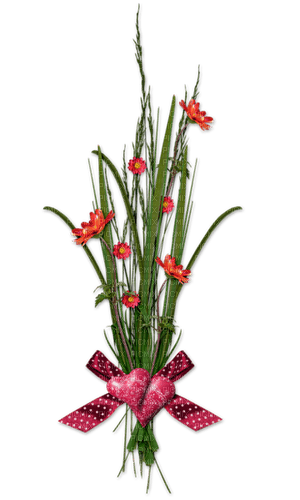 deco grass flowers hearts love kikkapink - PNG gratuit