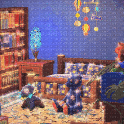 Blue Bedroom Background - Animovaný GIF zadarmo