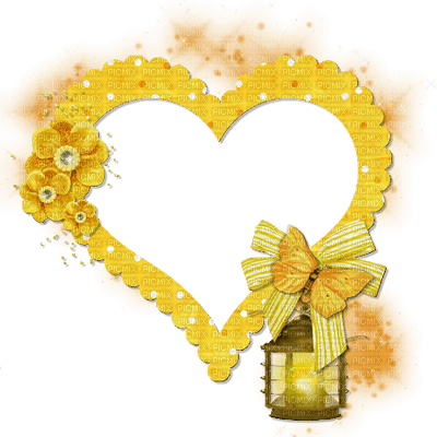 Yellow hearts Frame - gratis png