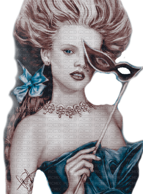 Y.A.M._Vintage Fantasy Lady woman girl - ilmainen png