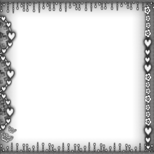 Frame.Flowers.Hearts.Stars.Black.White - 免费PNG