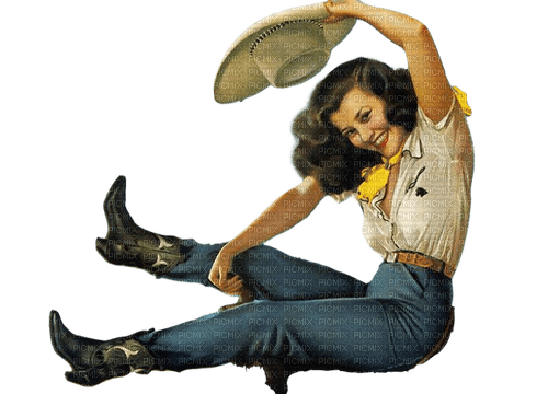 vintage woman pinup dolceluna cowgirl - png grátis