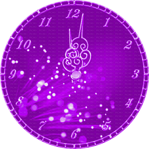 New Years.Clock.Purple - png grátis