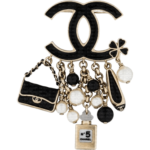 Jewellery Gold Black Coco Chanel  - Bogusia - gratis png