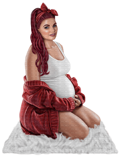 Pregnant woman. Red. Leila - PNG gratuit