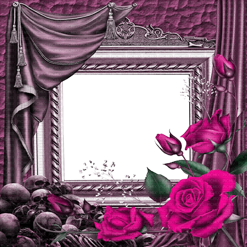 dolceluna gothic frame rose curtain purple pink - PNG gratuit