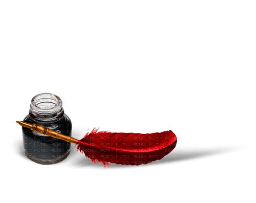Inkwell Pen Red Black Deco - Bogusia - Free PNG