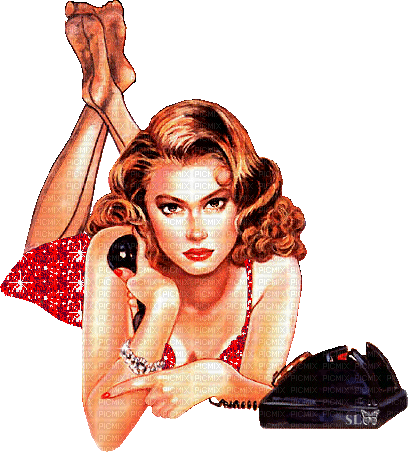 Pin up Vintage Summer phone - 無料png