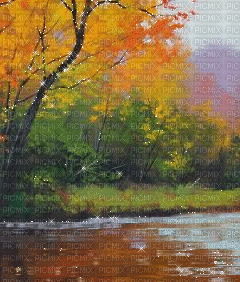 Automne.Landscape.gif.river.Autumn.Victoriabea - Бесплатный анимированный гифка