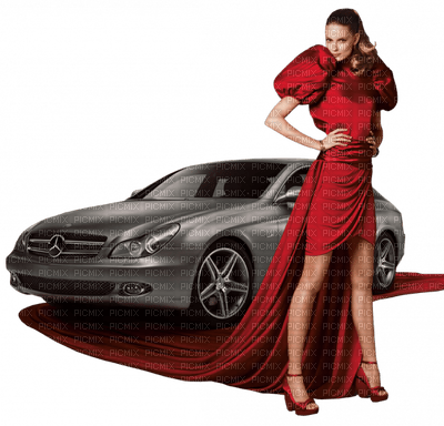 Woman Red Car - Bogusia - gratis png