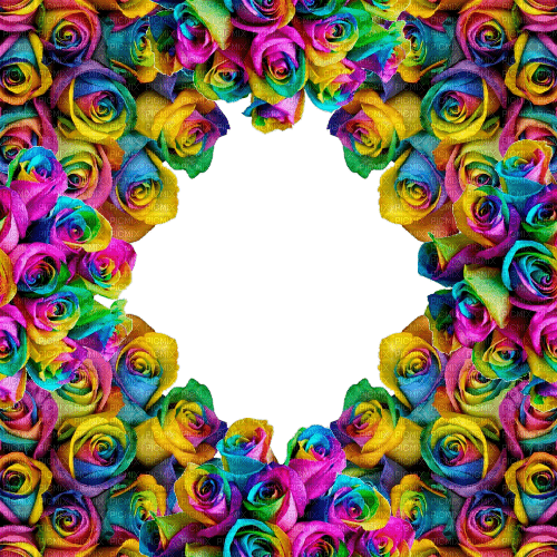 Rainbow Roses Frame (1) - Free PNG