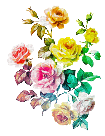 soave deco flowers animated rose vintage branch - Besplatni animirani GIF