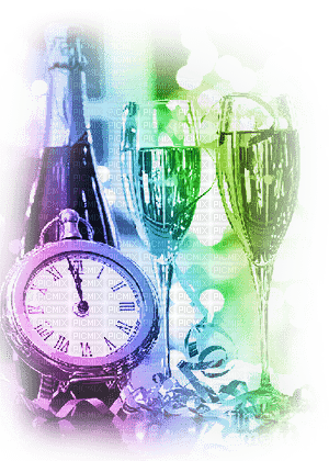 soave deco new year glass bottle Champagne  clock - бесплатно png