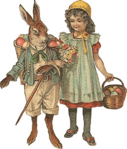 Ostern, Hase, Mädchen, Ostereier - Free PNG