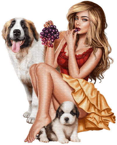 Woman. Dogs. Grapes. Leila - besplatni png