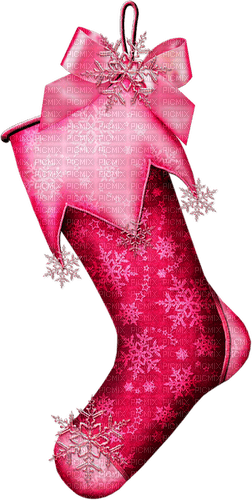 Stocking.Snowflakes.Pink - PNG gratuit
