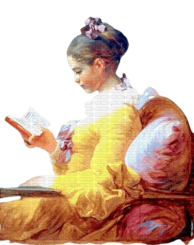 Vintage Woman Girl and a book - png ฟรี