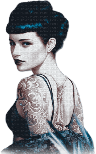 soave woman Tom Bagshaw art blue brown tattoo - png ฟรี