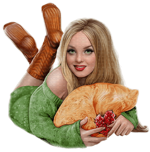 Woman with a pillow - ingyenes png