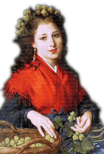 Rena Vintage Flower Woman Girl - ücretsiz png