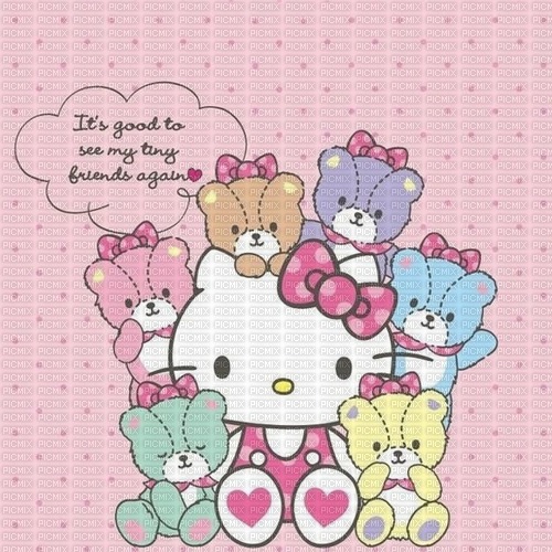 Fond hello kitty background bear ours - png gratis