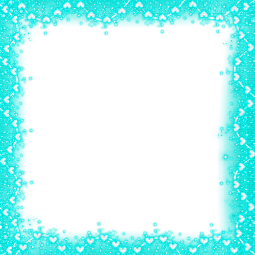 Hearts.Sparkles.Frame.Turquoise.Teal - безплатен png