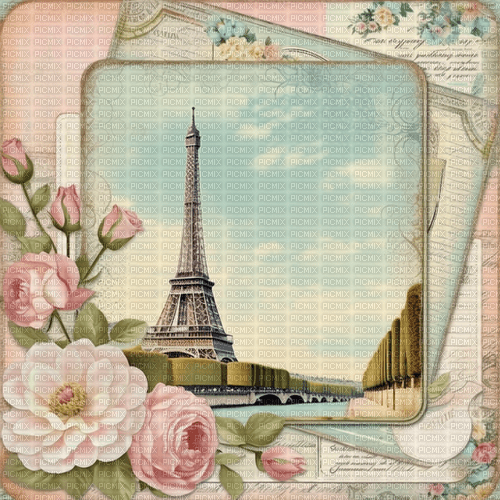 springtimes vintage paris postcard - Free PNG