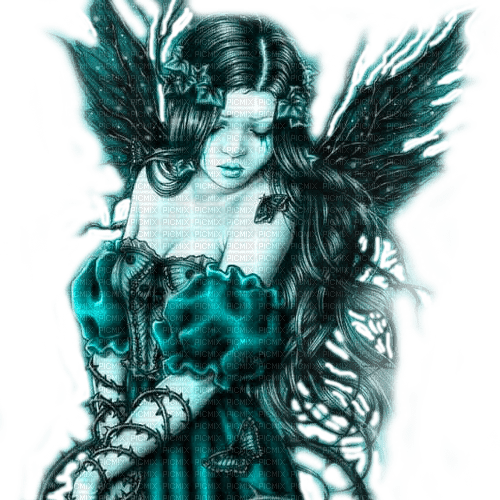 Y.A.M._Gothic fantasy angel blue - ingyenes png