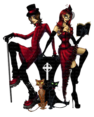Goth Woman and Man - darmowe png
