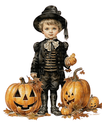 Halloween.Child.Pumpkin.vintage.Victoriabea - zdarma png