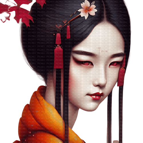 kikkapink autumn woman girl geisha - ingyenes png