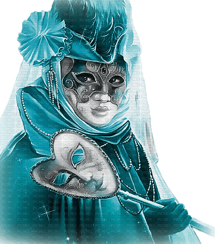 soave woman mask venice carnival black white teal - ilmainen png