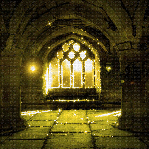 Y.A.M._Gothic Fantasy background Interior yellow - Besplatni animirani GIF