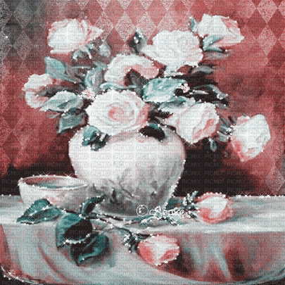 soave background animated vintage flowers rose - Nemokamas animacinis gif