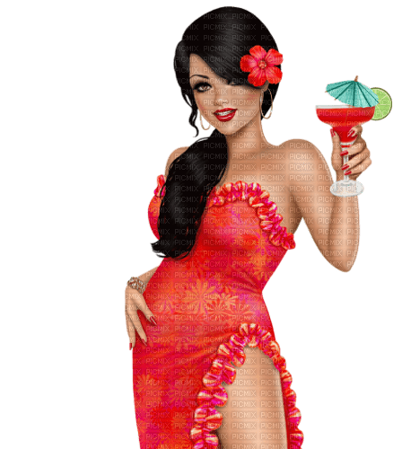 Woman with one drink. Leila - besplatni png