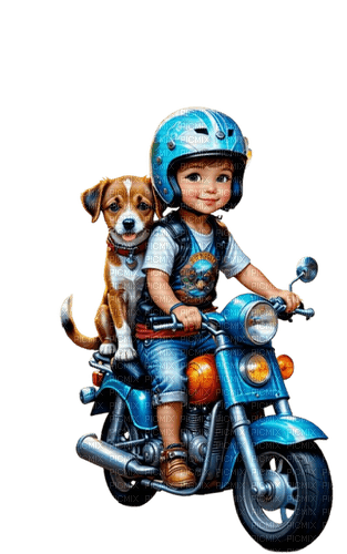 loly33 enfant chien moto - zdarma png