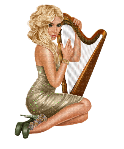 loly33 femme musique harpe - безплатен png