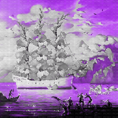 soave background animated surreal fantasy ship - Darmowy animowany GIF