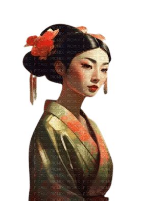 asian woman orange - фрее пнг