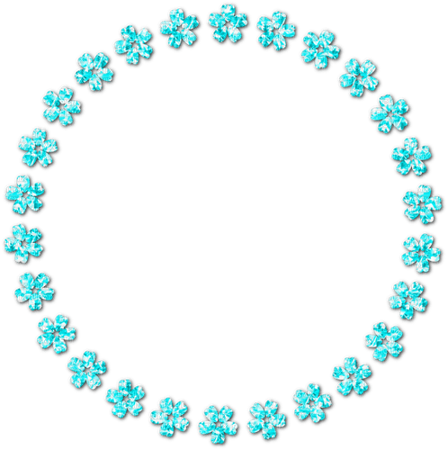 Circle.Flowers.Frame.Turquoise - nemokama png