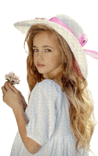 Spring Summer Girl with hat - ücretsiz png