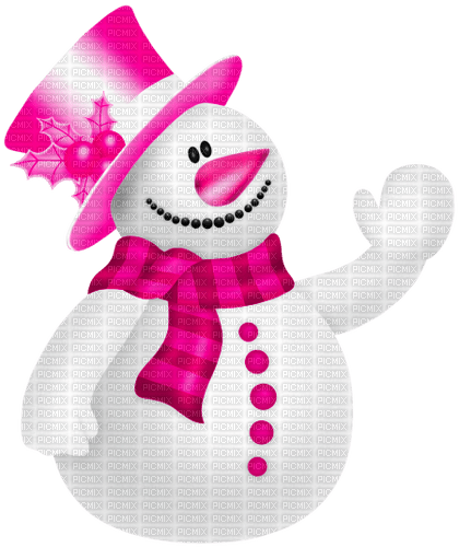 Snowman.White.Pink - Free PNG